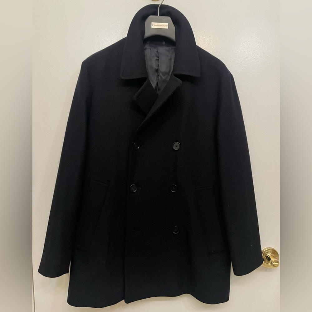 MANGO Man Navy Wool Pea Coat S (Fits M) $79! Double-Breasted